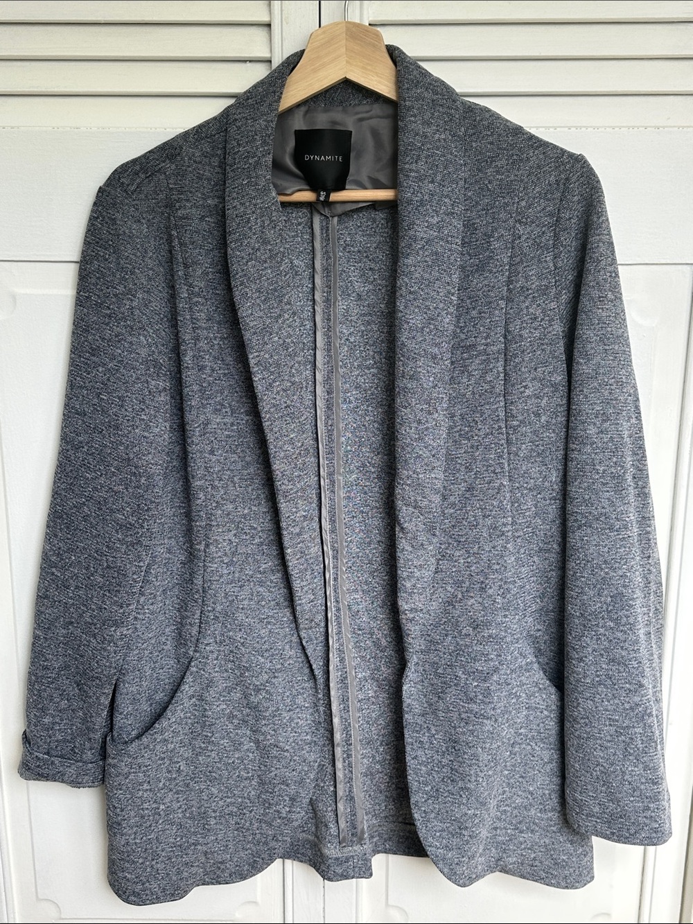 Dynamite Charcoal Knit Shawl Collar Zip Jacket